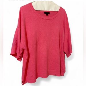 Ann Taylor Pink Linen Blend Knit Top L/XL